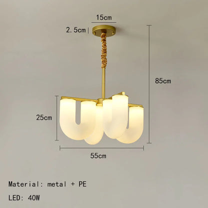 DecorBites™ LED U-shaped Acrylic Pendant Lights in Gold Metal for Parlor, Dining Room, Kitchen
