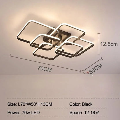 DecorBites™ LED Ceiling Light 4 Rings 78W Square for Living Room Bedroom Bar