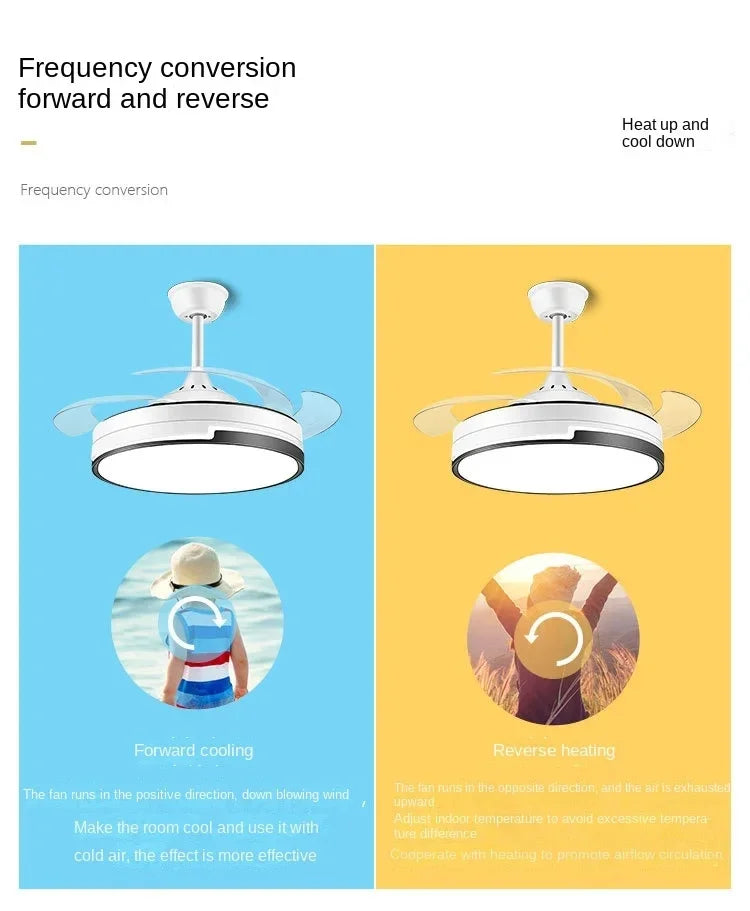 Ventilador de techo DecorBites™ de cobre con iluminación de bajo consumo, estilo moderno y 6 velocidades variables.