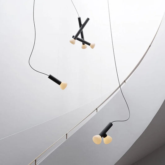 DecorBites™ Glass Pendant Lights with Adjustable Cord for Hall, Dining Room, Office - White Glass