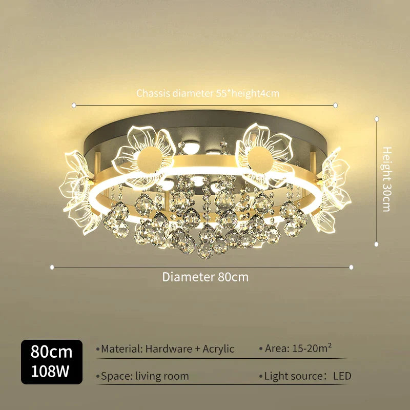 DecorBites™ Elegant Butterfly Flower Crystal Ceiling Lamp for Romantic Home Decor