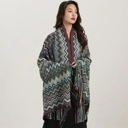 DecorBites™ Bohemian Wavy Fringe Shawl: Fashionable & Multifunctional Sofa Cover Blanket
