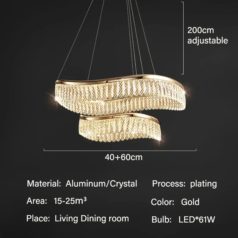 DecorBites™ Crystal Chandelier Luxury LED Lighting for Living Dining Kitchen Bedroom