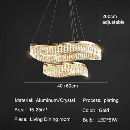 DecorBites™ Crystal Chandelier Luxury LED Lighting for Living Dining Kitchen Bedroom