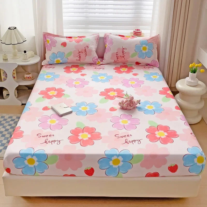 DecorBites™ Japanese Style Thick Fitted Sheet for Queen/King Bed