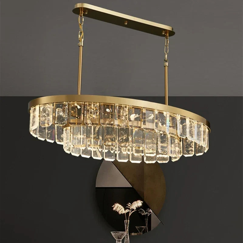 DecorBites™ Cloud Mist Crystal Chandelier for Home Hotel Stainless Steel Pendant Lamp