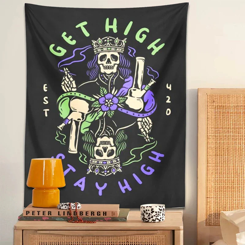 Decobites Skull Tapestry Wall Hanging for Trippy Home Decor