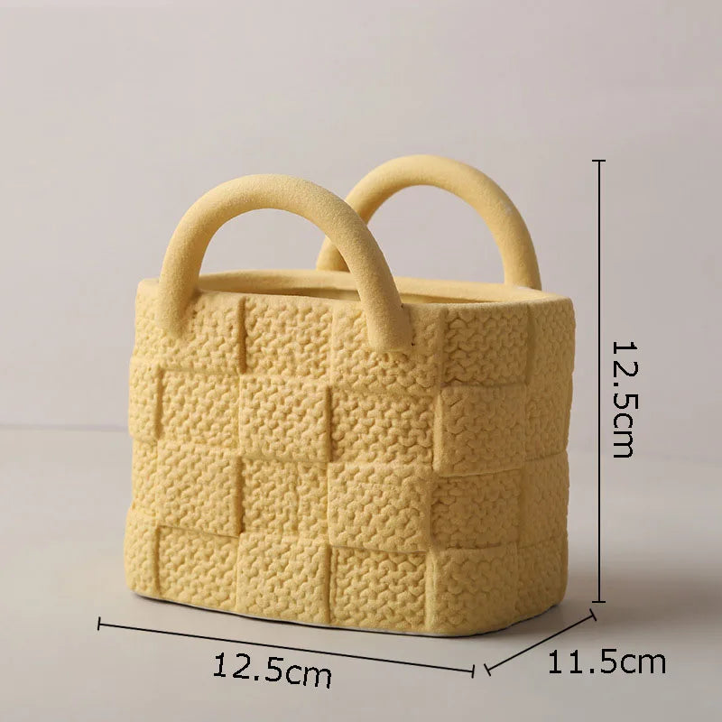 DecorBites™ Handwoven Ceramic Vase: Decorative Flower Pot for Home Décor and Floral Arrangement