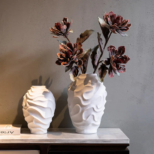 مزهرية خزفية حلزونية هندسية من DecorBites™، أصيص زهور، طبق فاكهة، إكسسوارات ديكور منزلي