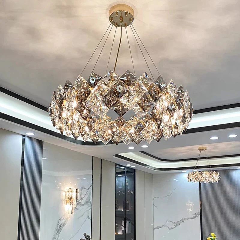 Lámpara de araña de cristal DecorBites™ | Lámpara de comedor de lujo para salón | Lámpara de techo moderna