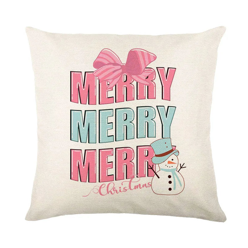 DecorBites™ Christmas Santa Claus Linen Pillowcase - Sofa Cushion Cover, Decorative Living Room Pillow Cover