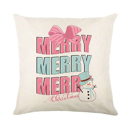 DecorBites™ Christmas Santa Claus Linen Pillowcase - Sofa Cushion Cover, Decorative Living Room Pillow Cover