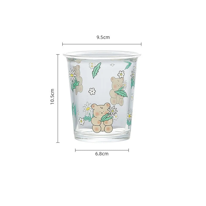 DecorBites™ Cute Four-color Bear Rabbit Glass Tea Coffee Cup
