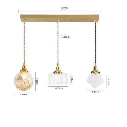 DecorBites™ Clear Glass LED Pendant Light: Modern Copper Hanging Lamp for Home Indoor Decor