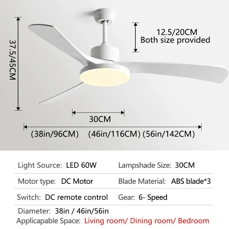 DecorBites™ 56 Inch 3-Leaf Fan Light with Remote Control for Modern Restaurant Settings