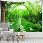 Decobites Bamboo Forest Pigeon Path Tapestry: Hippie Psychedelic Wall Hanging for Natural Home Decor