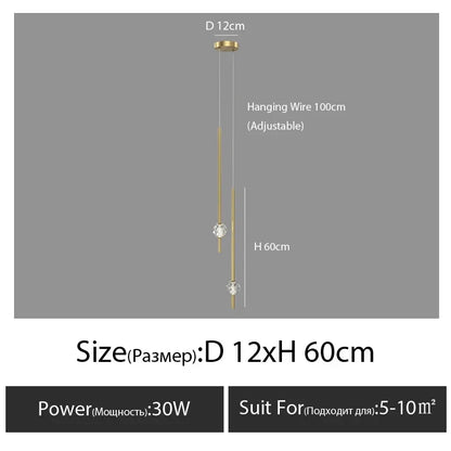 DecorBites™ Crystal LED Chandelier for Nordic Bedroom, Living Room & TV Background Wall.