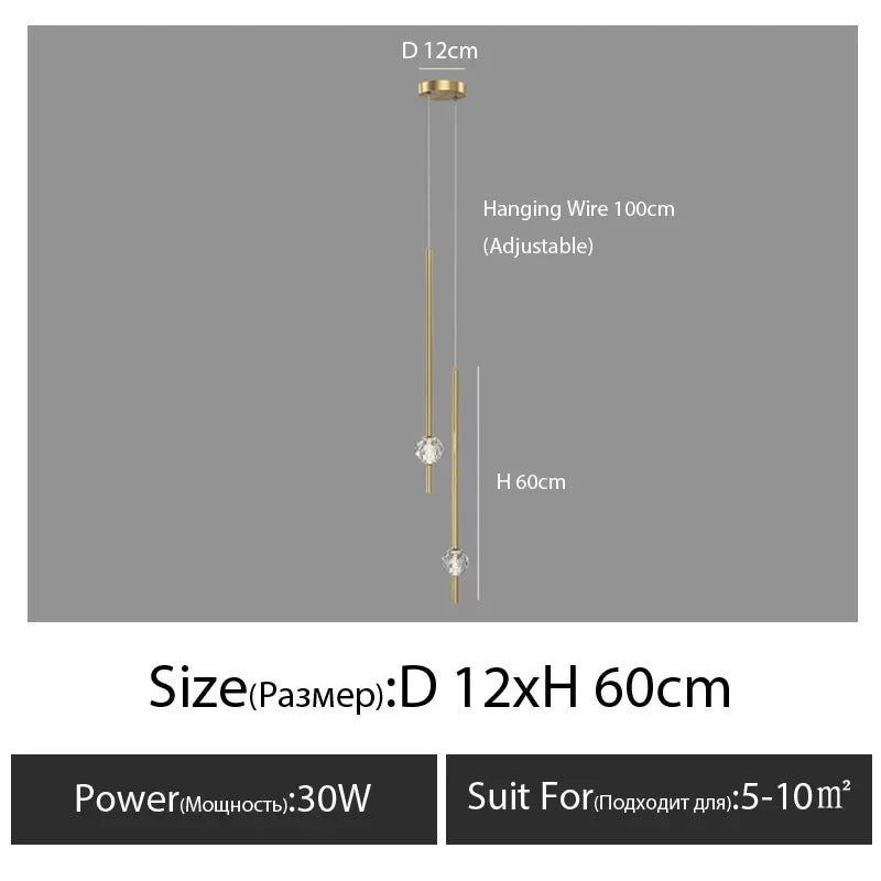 DecorBites™ Crystal LED Chandelier for Nordic Bedroom, Living Room, and TV Wall