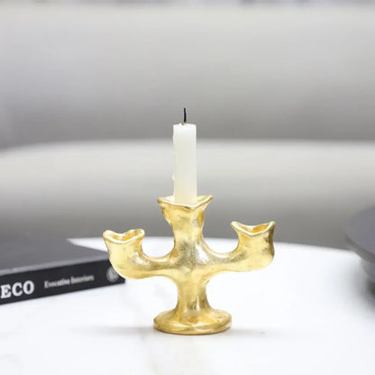 Trío de candelabros de resina dorada DecorBites™ para centros de mesa de bodas y decoración del hogar