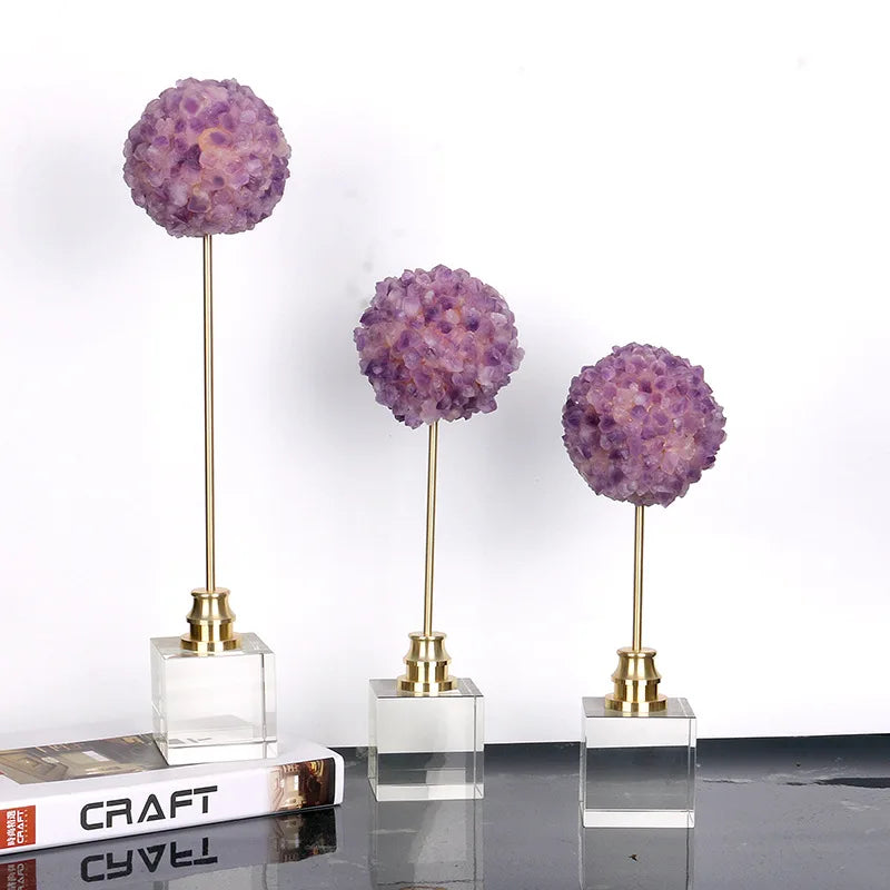 DecorBites™ Amethyst Flower Metal Sculpture for Decorative Handicraft Art