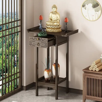 DecorBites™ Bamboo Console Table with Drawer for Living Room - Vintage Side Table