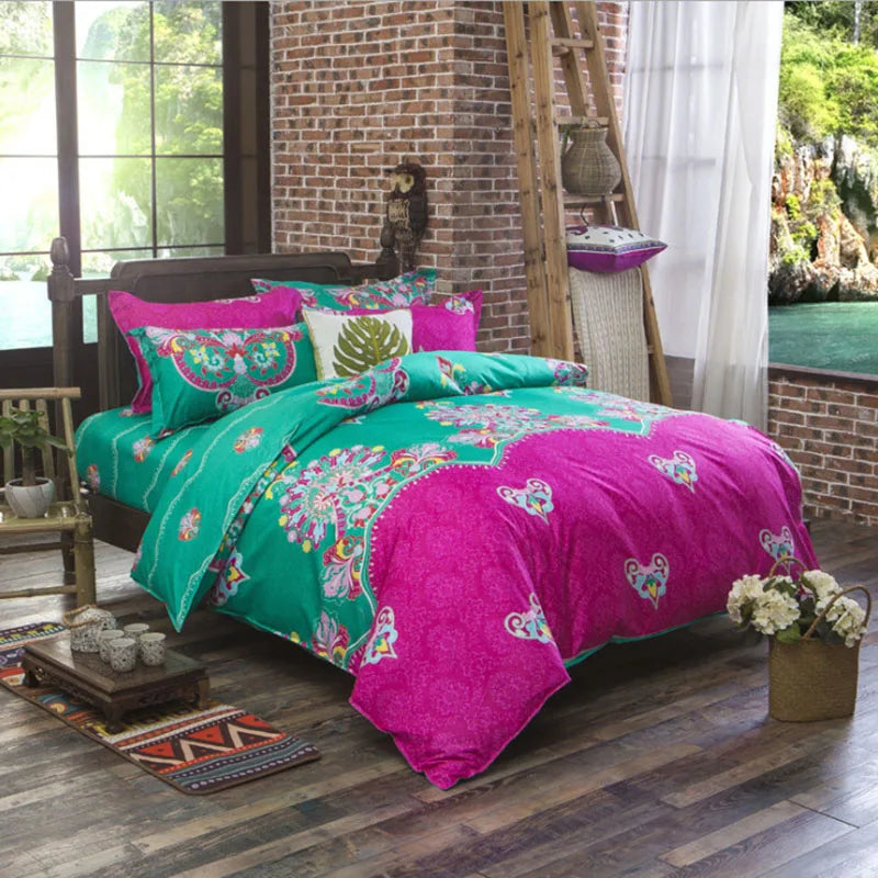 DecorBites™ Bohemian Ethnic Print Bedding Set: Soft, Breathable Duvet Cover Kit for All Seasons