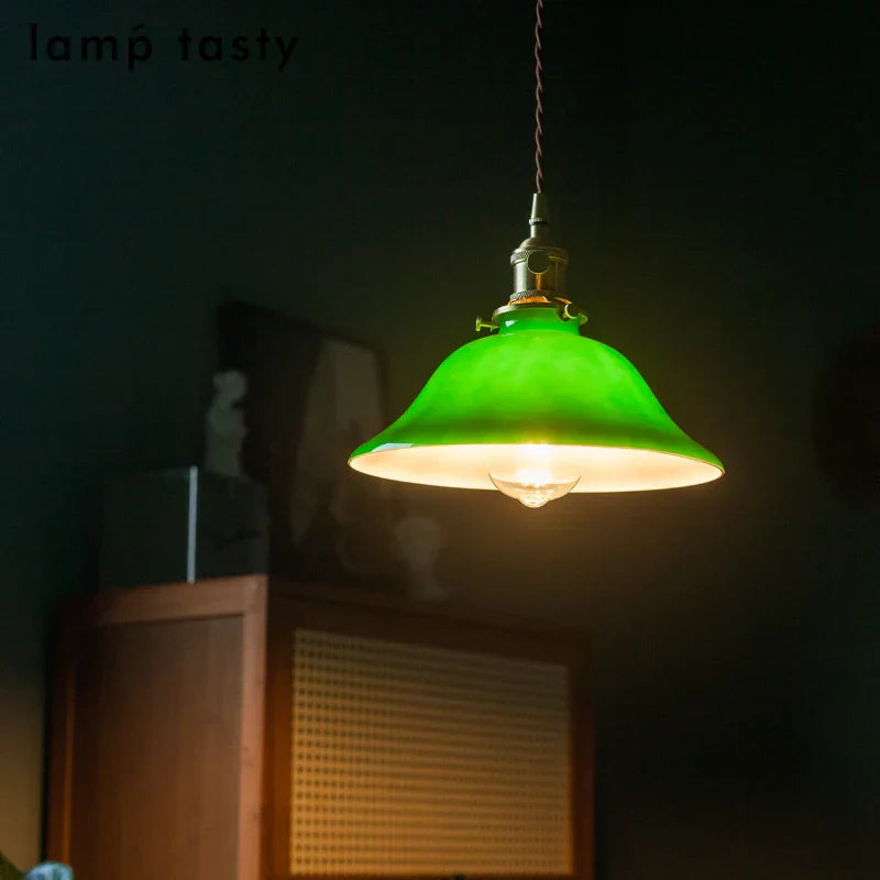 DecorBites™ Green Glass LED Pendant Light for Home Decor & Restaurant Vintage Lighting