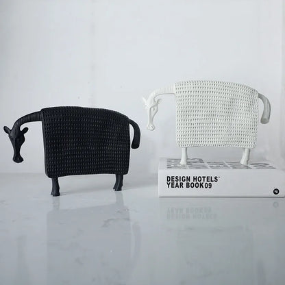 DecorBites™ Black Cow Ox Resin Sculpture Figurine - Room Decor Art Statue