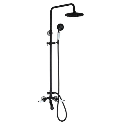 DecorBites™ 8 Inch Matte Black Shower Faucet Set with Hand Spray and Rainfall Head