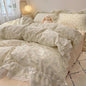 Decobites Princess Style Lace Ruffles Bedding Set - 100% Cotton, 3/4Pcs, Korean Design