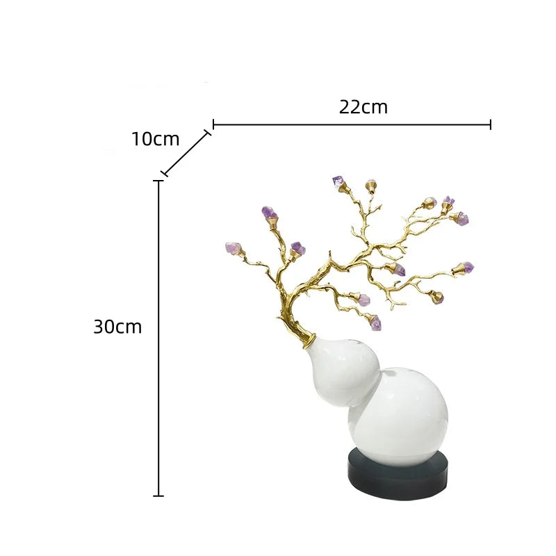 DecorBites™ Gourd Crystal Sculpture Metal Plant Statues Home Decoration