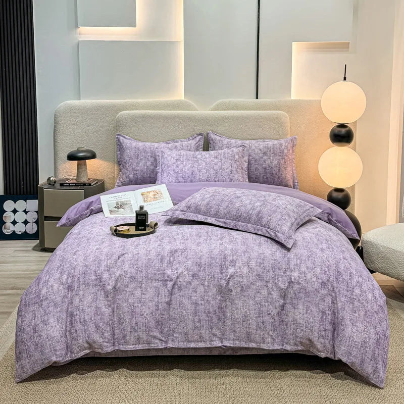 DecorBites™ Brushed Cotton Printed Duvet Cover Set - Single/Double Bed Bedclothes