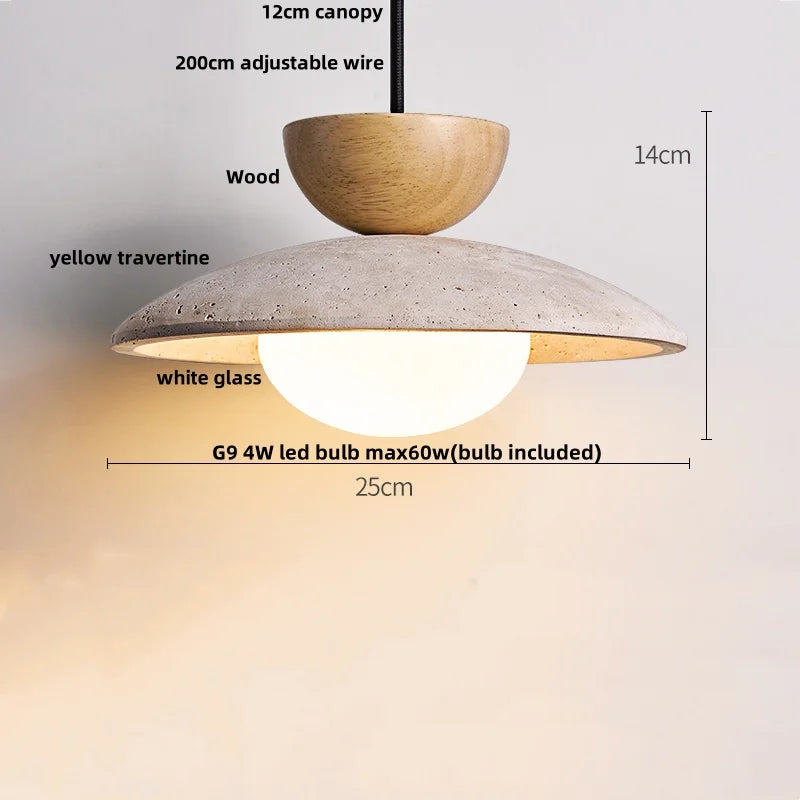 DecorBites™ LED Wood Pendant Light Fixture Wabi Sabi Hang Lamp for Living Room