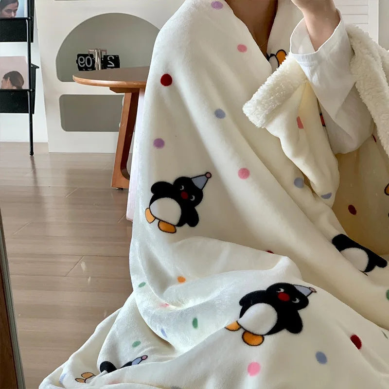 DecorBites™ Korean Cartoon Plush Blanket, Soft Nap Sofa Cover for Home Dormitory