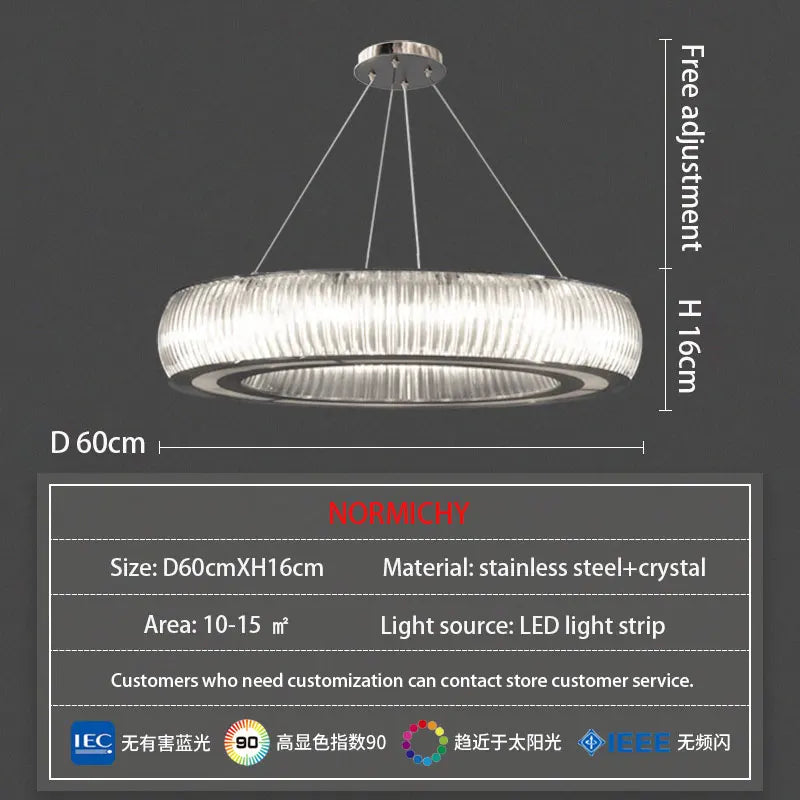 Lámpara de techo colgante LED de cristal DecorBites™ para una decoración moderna y lujosa en la sala de estar.