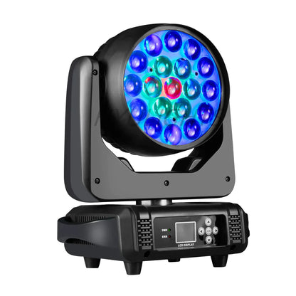DecorBites™ LED Moving Head 19x15W RGBW 4-in-1 Beam Wash/Zoom Light - DMX512 Control