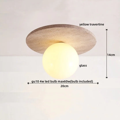 Lámpara de techo LED DecorBites™ de madera: Travertino amarillo natural, diseño nórdico moderno