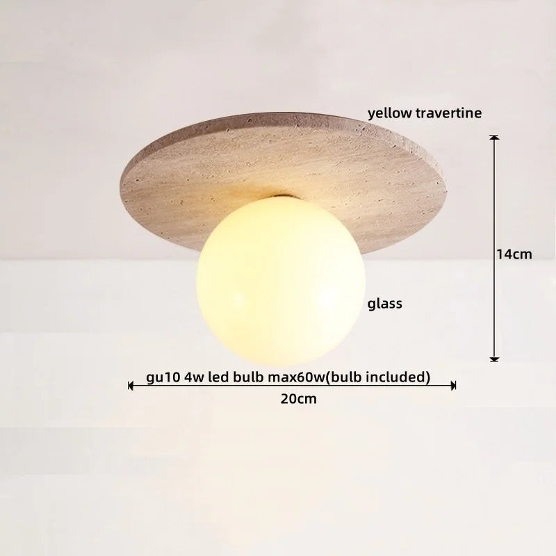 DecorBites™ LED Travertine Wood Ceiling Light Fixture - Modern Nordic Restaurant Balcony Lamp