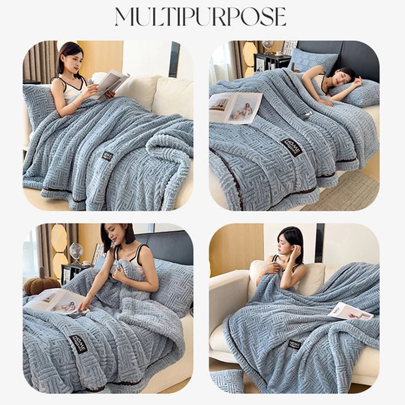 Manta de invierno de lujo de doble capa de forro polar coral DecorBites™