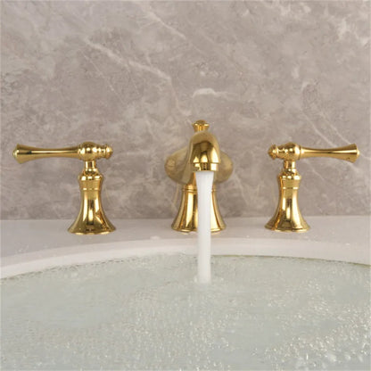 DecorBites™ Gold Widespread Bathroom Faucet with Waterfall Design