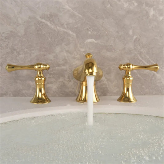 DecorBites™ Gold Widespread Bathroom Faucet with Waterfall Design