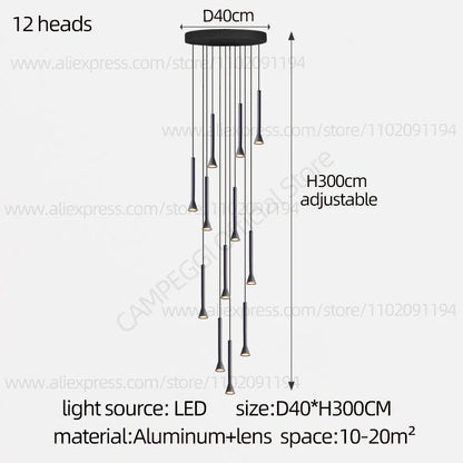 DecorBites™ Horn-Shaped Nordic Pendant Lamp for Modern Living Room and Staircase