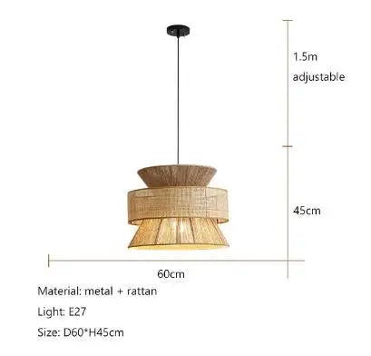 DecorBites™ Handmade Hemp Rope Chandelier Pendant Light for Restaurant and Cafe