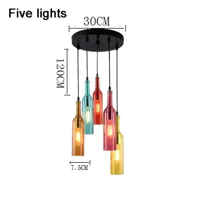 Nordic Glass Beer Bottle Pendant Light