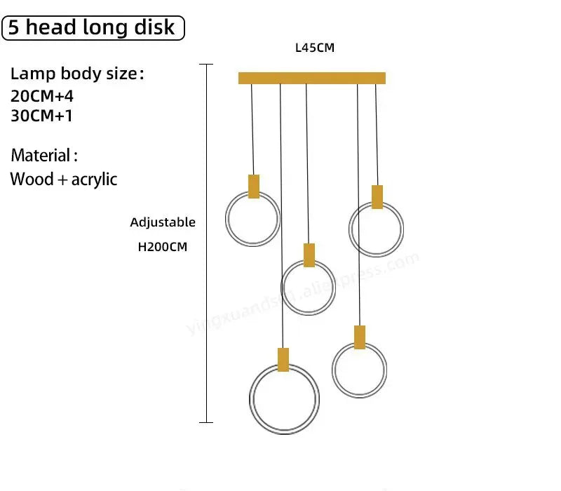 DecorBites™ LED Wooden Staircase Chandelier Ceiling Lights - Modern Hanging Pendant Lamps