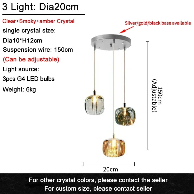 Lámpara de araña LED de cristal DecorBites™ para sala de estar, escalera o isla de cocina
