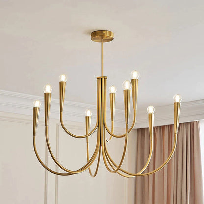 DecorBites™ Gold Chandelier: Modern Nordic Metal LED Lighting for Living Room, Kitchen, and Restaurant