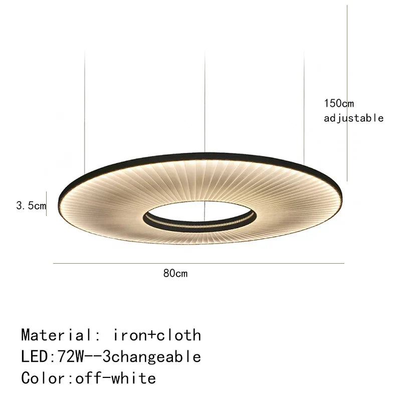 DecorBites™ Dix Heures Round Fabric LED Pendant Light for Parlor, Hotel, and Dining Room