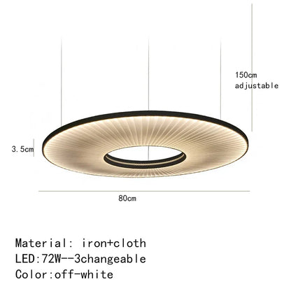 DecorBites™ Dix Heures Round Fabric LED Pendant Light for Parlor, Hotel, and Dining Room