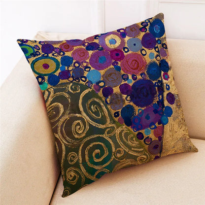 غطاء وسادة من الكتان بنقشة أوراق الجنكة من DecorBites™ للديكور المنزلي العصري وغرفة المعيشة